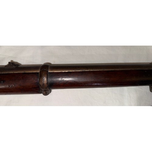 1237 - A percussion volunteers rifle marked with V R Crown 1860 to lock, inscribed V-DNA-2-18 to brass heel... 