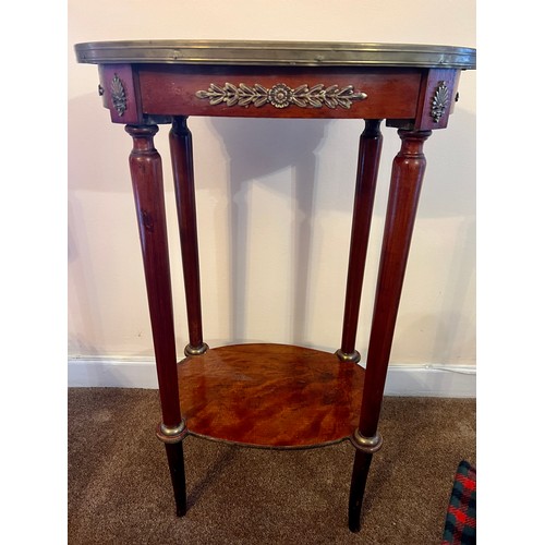 55 - A French marble topped occasional table with brass mounts. 78 h x 51 w x 36cm d.