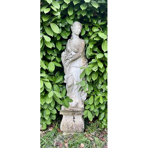 14 - A reconstituted stone figure of a maiden. 167cm h.