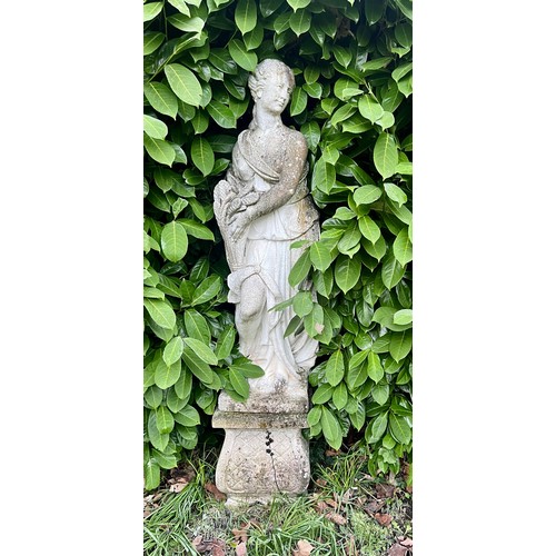 14 - A reconstituted stone figure of a maiden. 167cm h.