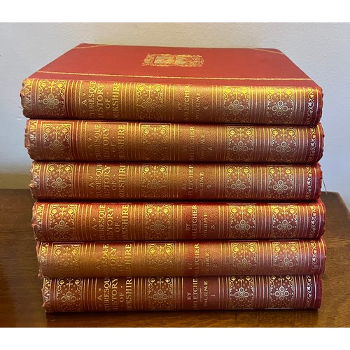 1051 - Picturesque History of Yorkshire by J.S Fletcher. Red cloth and gilt. Volumes 1-6.