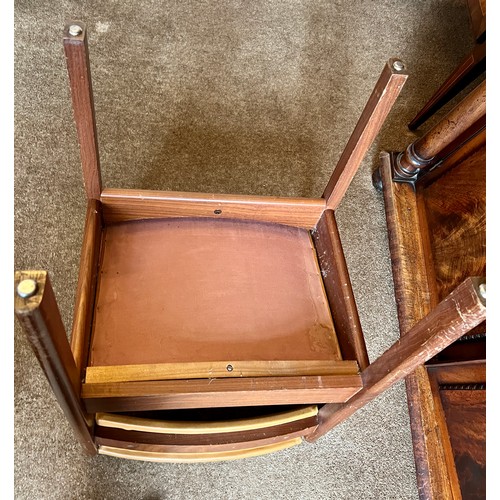 60 - A mid century teak armchair with upholstered seat and back.  Height to back 73cm, 51cm w.