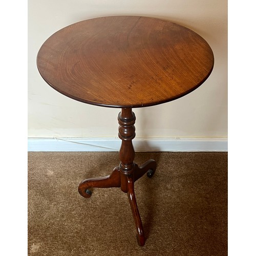 63 - A 19thC mahogany pedestal table. 74 h x 37 d x 74cm h.