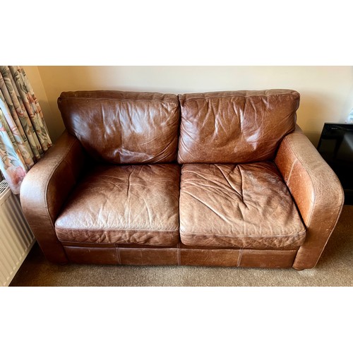 68 - A brown leather 2 seater sofa. 162 w x 100 d x 88cm h.