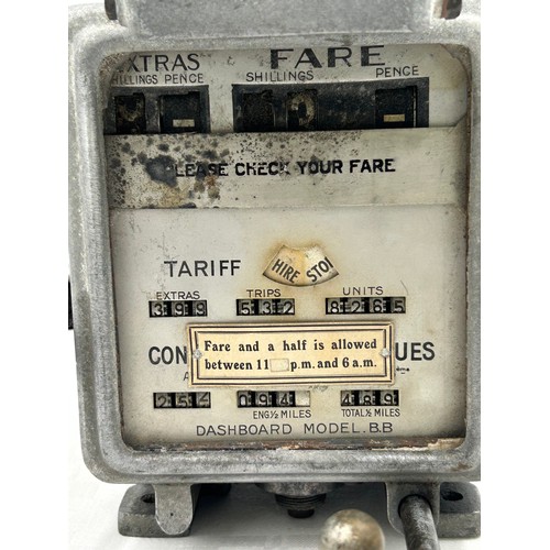 1241 - A Bell Punch Dashboard Model BB taxi meter, St Peters Park Works, London W. 9. With clockwork windin... 