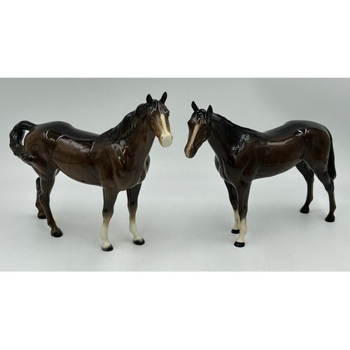 457 - Collection of Beswick to include Aberdeen Angus Bull with gold stamp No. 1562 to base and 6 x horses... 