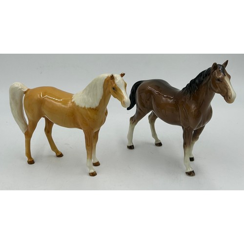 457 - Collection of Beswick to include Aberdeen Angus Bull with gold stamp No. 1562 to base and 6 x horses... 