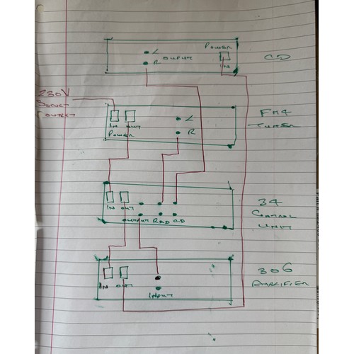 946 - A Quad Hi Fi, to include Quad 306 amplifier, FM 4 Tuner, 34 Control Unit and CD player on stand circ... 