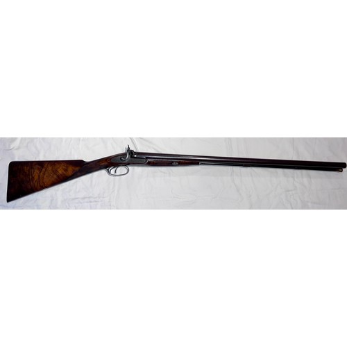 1243 - A mid 19thC, double barrelled side by side percussion shotgun , by Charles Boswell, London with  nic... 