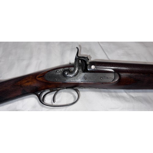 1243 - A mid 19thC, double barrelled side by side percussion shotgun , by Charles Boswell, London with  nic... 