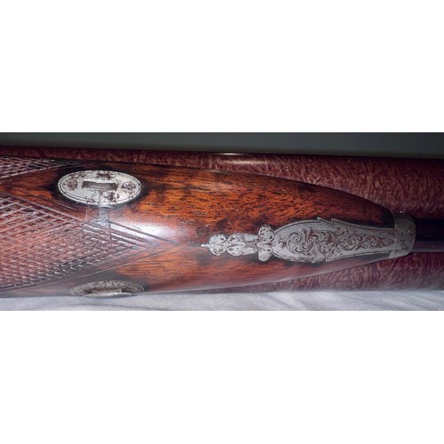 1243 - A mid 19thC, double barrelled side by side percussion shotgun , by Charles Boswell, London with  nic... 