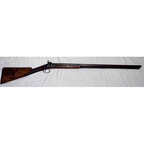 1244 - J C Reilly, Holborn Bars, London single barrelled 14 bore percussion shotgun with Damascus barrel, w... 