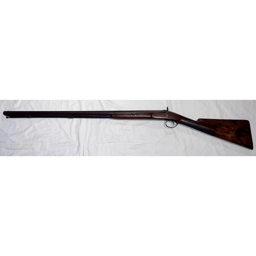 1244 - J C Reilly, Holborn Bars, London single barrelled 14 bore percussion shotgun with Damascus barrel, w... 