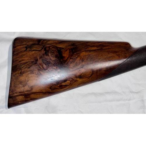 1244 - J C Reilly, Holborn Bars, London single barrelled 14 bore percussion shotgun with Damascus barrel, w... 