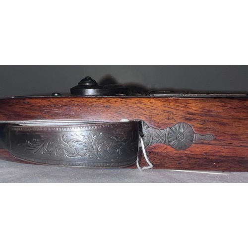 1244 - J C Reilly, Holborn Bars, London single barrelled 14 bore percussion shotgun with Damascus barrel, w... 