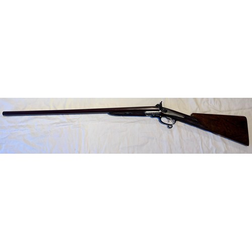 1245 - An Issac Hollis & Sons Pinfire D/B S/G. Late 19thC  with a Damascus barrel, nicely engraved. Both si... 