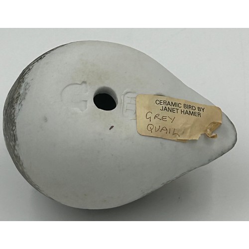 460 - Studio ceramics : Janet Hamer (1932-2014) 'Grey Quail' 7.5cm h with impressed marks to base, a puffi... 