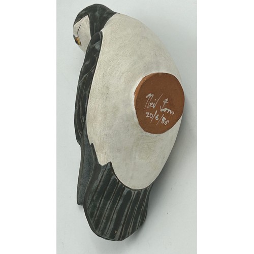 460 - Studio ceramics : Janet Hamer (1932-2014) 'Grey Quail' 7.5cm h with impressed marks to base, a puffi... 