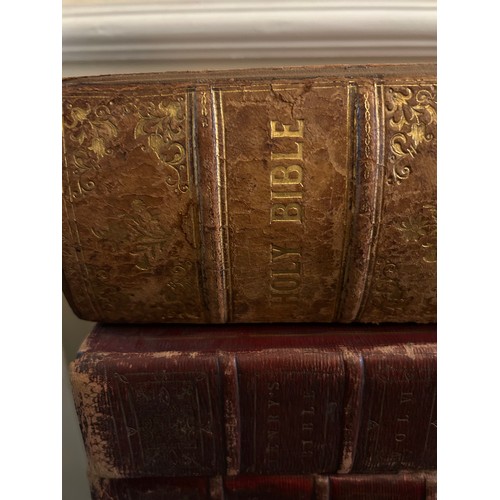 1073 - A quantity of 19thC leather bound books to comprise Cassell's Illustrated Family Bible Published by ... 