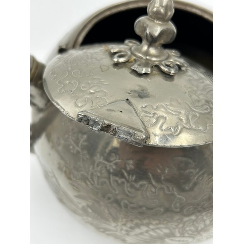 770 - Silverplate items to include a good quality spirit kettle 32cm h, a pair of candle holders with snuf... 