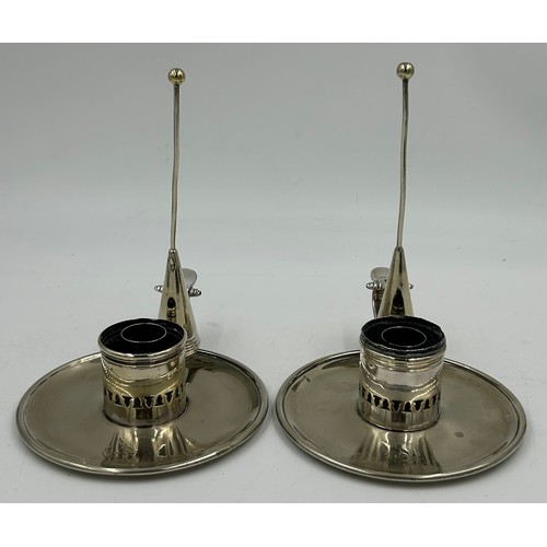 770 - Silverplate items to include a good quality spirit kettle 32cm h, a pair of candle holders with snuf... 