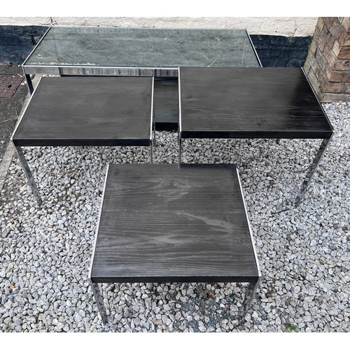 97 - A mid-20th Century wooden and chrome coffee table and side tables by Richard Young for Merrow Associ... 