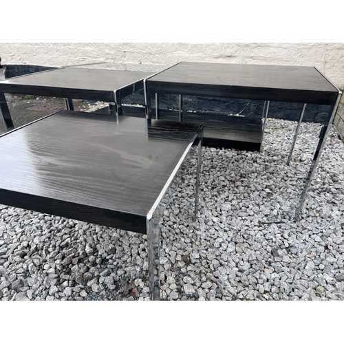 97 - A mid-20th Century wooden and chrome coffee table and side tables by Richard Young for Merrow Associ... 