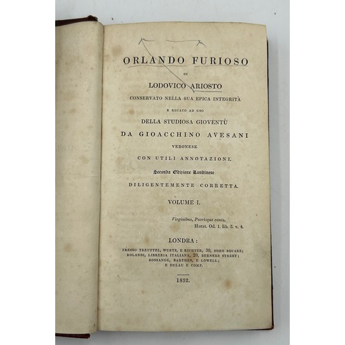 1075 - Orlando Furioso, Lodovico Ariosto Vol I, II, III,, Second Edition London 1832; A Catechism and Confe... 