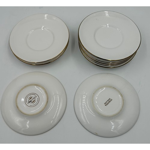 463 - Hornsea Pottery 'Silhouette'. Eight coffee cans & nine saucers. Various marks to bases.