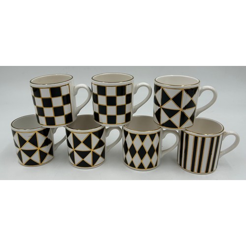 463 - Hornsea Pottery 'Silhouette'. Eight coffee cans & nine saucers. Various marks to bases.