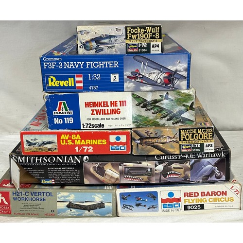 1160 - Six 1/72 scale model aircraft kits to include  Hasegawa Focke- Wulf Fw190F-8 mod 51304, Italeri Zwil... 