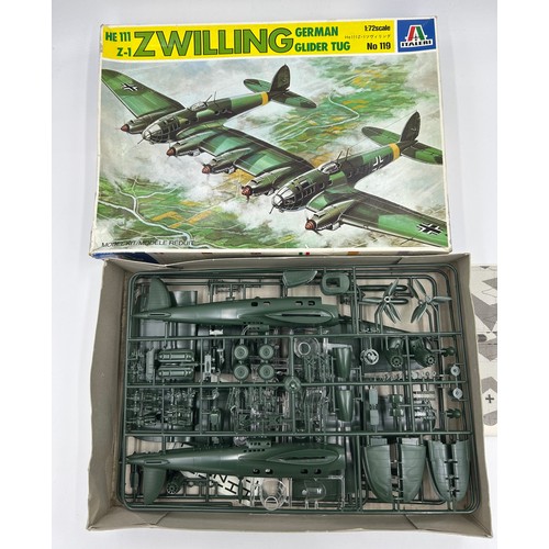 1160 - Six 1/72 scale model aircraft kits to include  Hasegawa Focke- Wulf Fw190F-8 mod 51304, Italeri Zwil... 