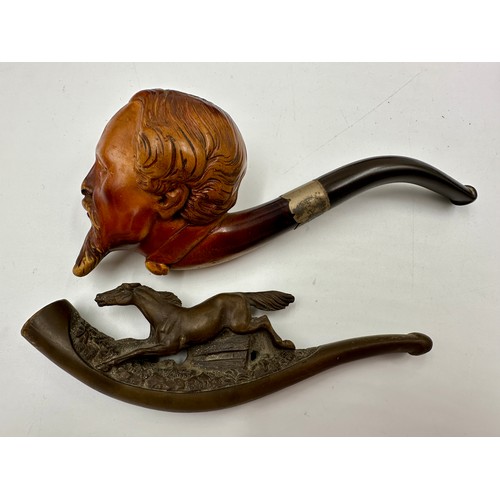 1251 - A collection of six 19thC pipes and cheroot holders to include five Meerschaum all in fitted cases, ... 