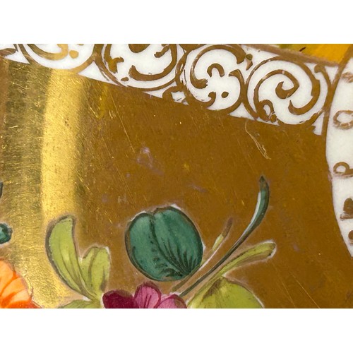 464 - Continental ceramics to include a KPM fruit painted plate depicting plums within a relief moulded bo... 