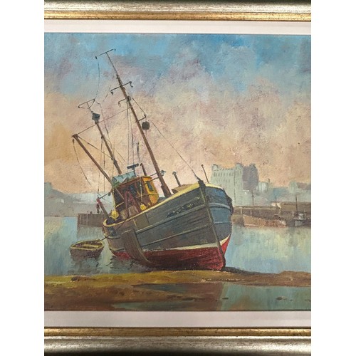 1319 - Don Micklethwaite (British 1936-): Scarborough Harbour, oil on board, signed lower right Don M. Imag... 