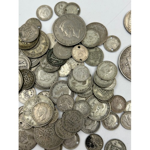 751 - A collection of silver UK coinage pre 1947 post 1921 along with a few small European coins.
weight 2... 