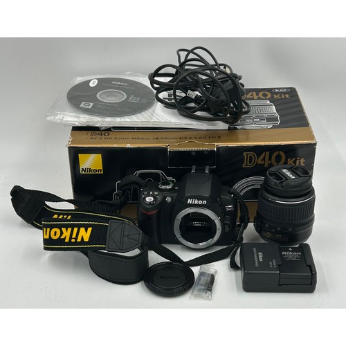 968 - Three cameras to include: Nikon D40 kit AF-S DX Zoom-Nikkor 18-55mm f/3.5-5.6G EDII in original box,... 