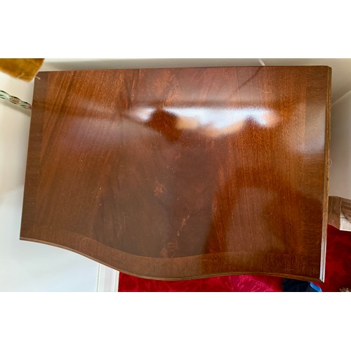 99 - Two mahogany serpentine fronted chests of drawers on bracket feet with brushing sides. 70 w x 48 d x... 