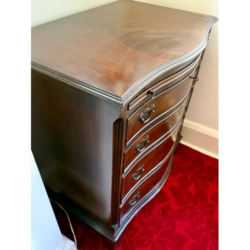 99 - Two mahogany serpentine fronted chests of drawers on bracket feet with brushing sides. 70 w x 48 d x... 