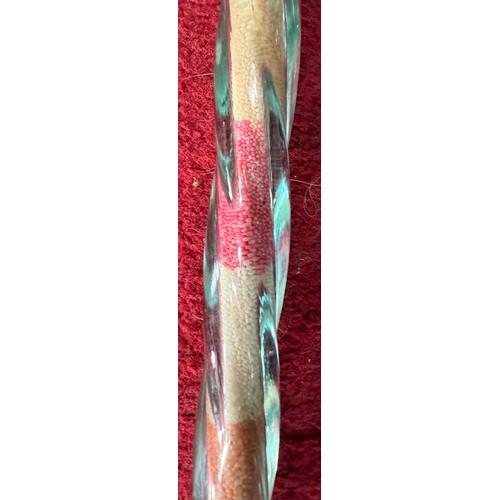 504 - A 19thC glass sugar bead filled walking cane. 144cm l.