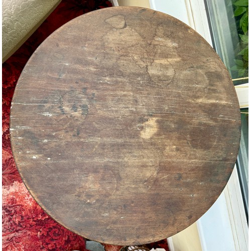 16 - A 19thC cast iron pub table with mahogany top, A. Reynolds & Co Bar Fitters Leeds. 77 h x 65cm d.