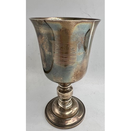 848 - A hallmarked silver Beverley 1573 - 1973 commemorative goblet. Weight 179gm. Height 14cm. Birmingham... 