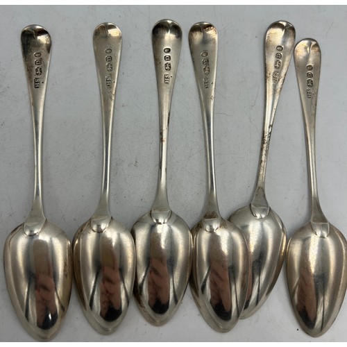 859 - Six silver teaspoons, London 1799, maker Solomon Hougham total weight 95gm.