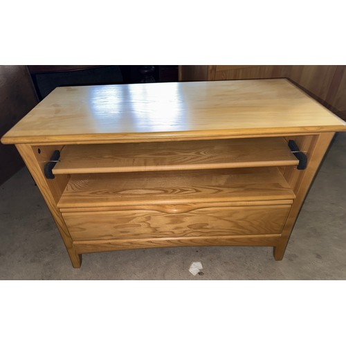 102 - A beech sideboard, 2 drawers over 3 cupboards 133 w x 51 d x 90cm h together with television cabinet... 