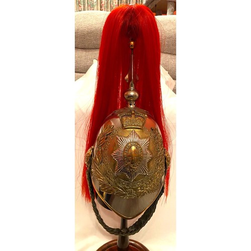 1020 - A fine and original Household Cavalry/Royal Horse Guards helmet. Complete with plume chin strap and ... 