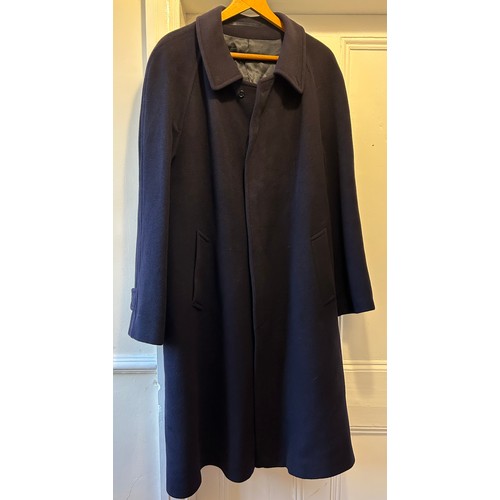 886 - Harrods of Knightsbridge Berwin & Berwin navy gents 100% cashmere coat, 44