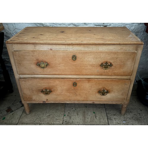 105 - A pine chest of 2 drawers. 96 h x 43 d x 73cm h.