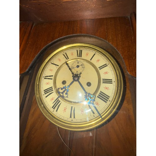 1001 - A 19thC twin weight Vienna wall clock. 123 h x 50cm w.