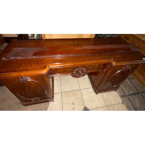 117 - A 19thC mahogany twin pedestal sideboard, central drawer and upstand to back. 192 w x 67 d x 95cm h.... 