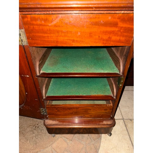 117 - A 19thC mahogany twin pedestal sideboard, central drawer and upstand to back. 192 w x 67 d x 95cm h.... 